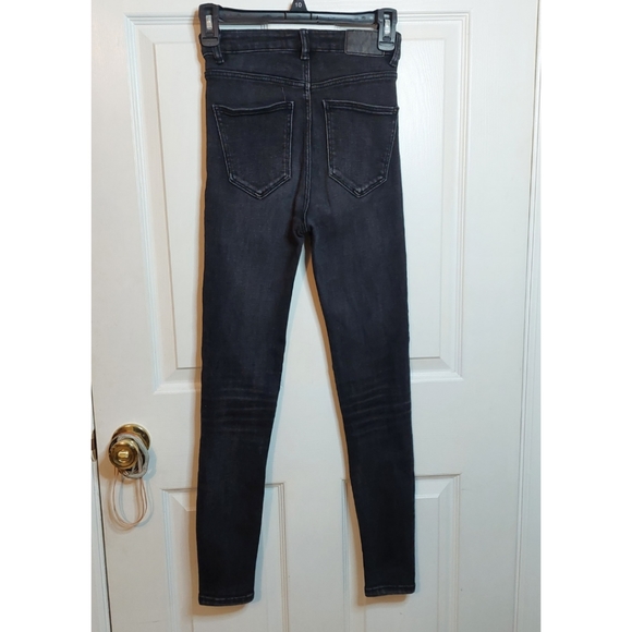 Zara Black Acid Wash Denim High Rise Skinny Jeans Stretch Women's Size 4 - Picture 2 of 12